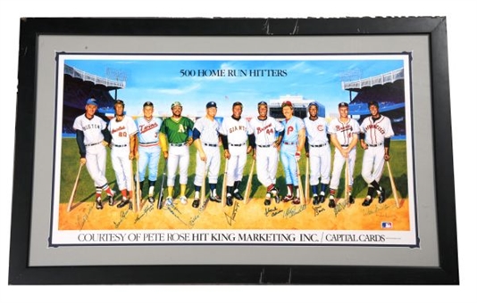 500 Home Run Club Signed Poster (Framed) 11 Signatures with Mantle and Williams